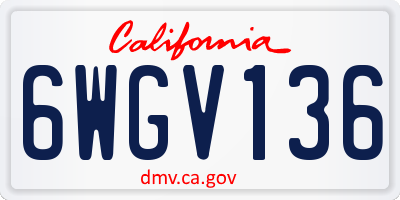 CA license plate 6WGV136