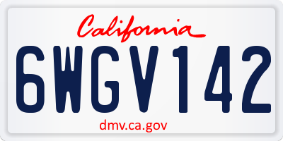 CA license plate 6WGV142