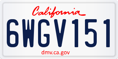 CA license plate 6WGV151