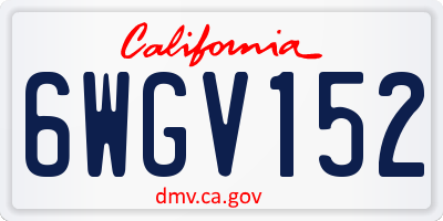 CA license plate 6WGV152