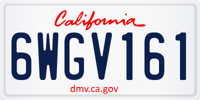 CA license plate 6WGV161