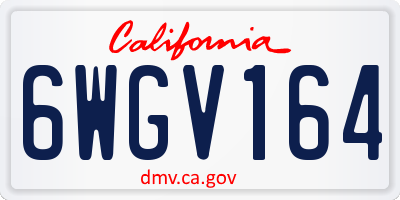 CA license plate 6WGV164