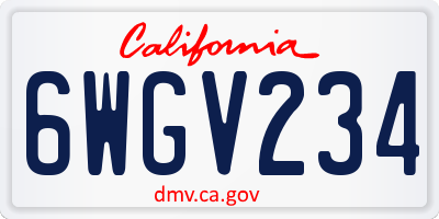 CA license plate 6WGV234