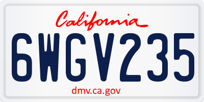 CA license plate 6WGV235