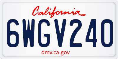 CA license plate 6WGV240