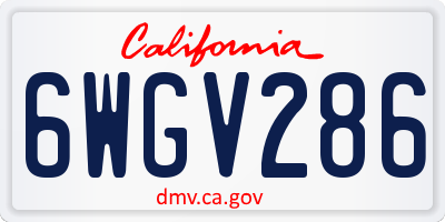 CA license plate 6WGV286