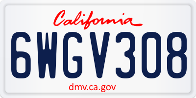 CA license plate 6WGV308