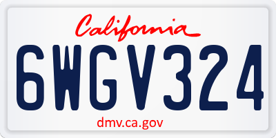 CA license plate 6WGV324