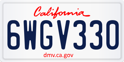 CA license plate 6WGV330