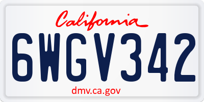 CA license plate 6WGV342