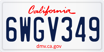 CA license plate 6WGV349