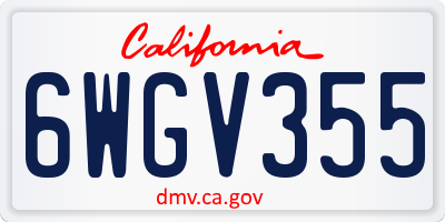 CA license plate 6WGV355