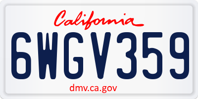 CA license plate 6WGV359