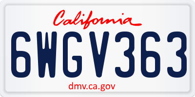 CA license plate 6WGV363