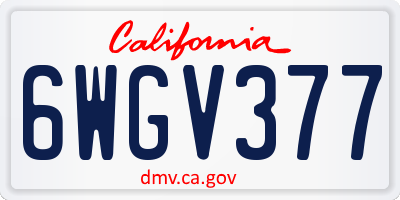 CA license plate 6WGV377