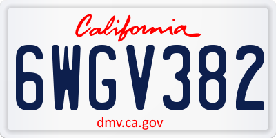 CA license plate 6WGV382