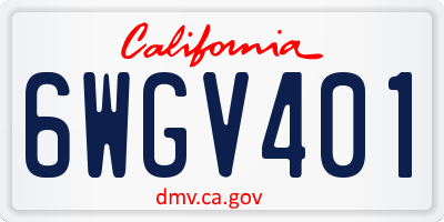 CA license plate 6WGV401