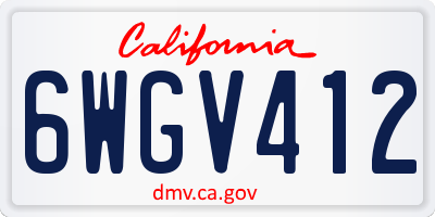 CA license plate 6WGV412