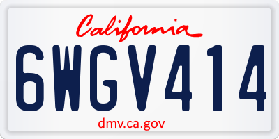 CA license plate 6WGV414