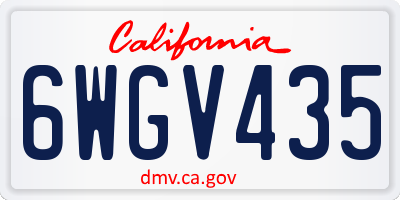 CA license plate 6WGV435