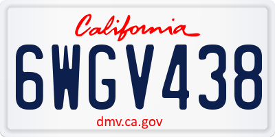 CA license plate 6WGV438