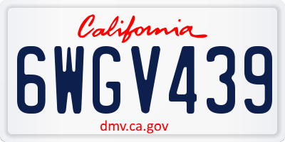 CA license plate 6WGV439