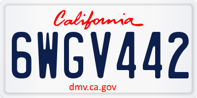 CA license plate 6WGV442