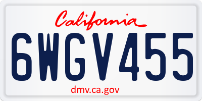 CA license plate 6WGV455