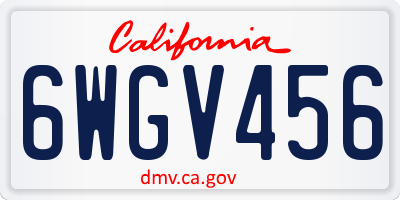 CA license plate 6WGV456