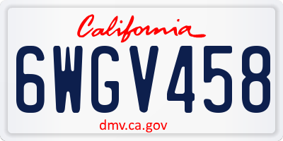 CA license plate 6WGV458