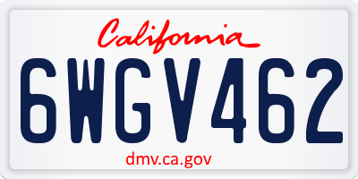 CA license plate 6WGV462