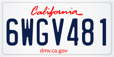 CA license plate 6WGV481