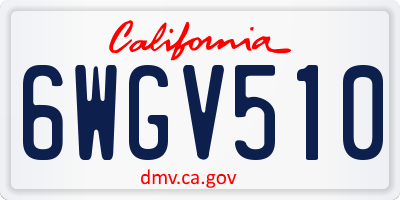 CA license plate 6WGV510