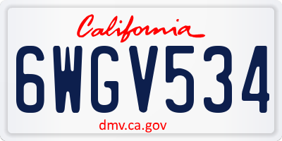 CA license plate 6WGV534