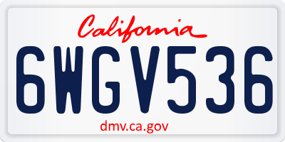 CA license plate 6WGV536