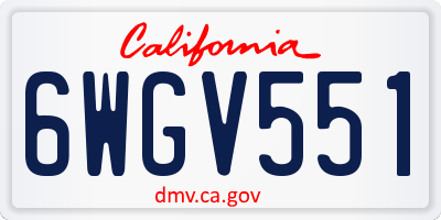 CA license plate 6WGV551
