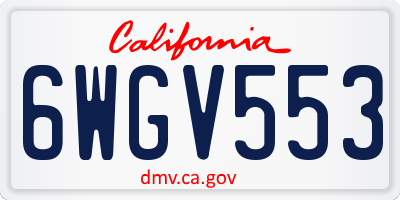 CA license plate 6WGV553