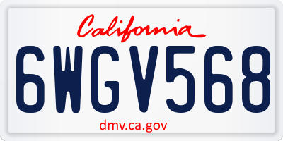 CA license plate 6WGV568