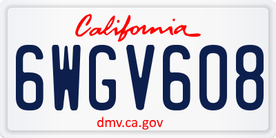 CA license plate 6WGV608