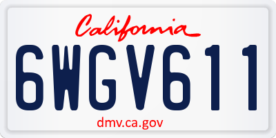 CA license plate 6WGV611
