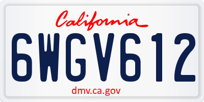 CA license plate 6WGV612
