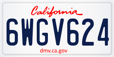 CA license plate 6WGV624