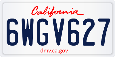 CA license plate 6WGV627