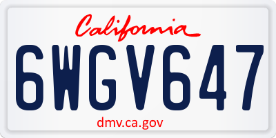 CA license plate 6WGV647