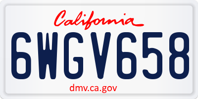 CA license plate 6WGV658