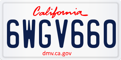 CA license plate 6WGV660