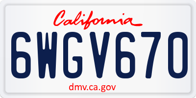 CA license plate 6WGV670