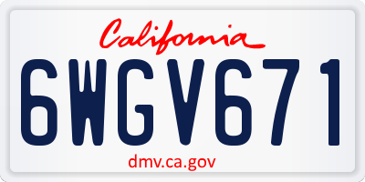 CA license plate 6WGV671