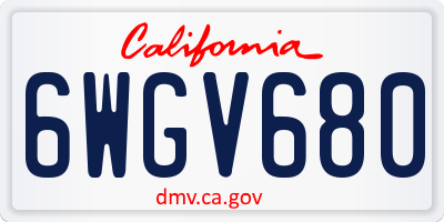 CA license plate 6WGV680