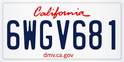 CA license plate 6WGV681
